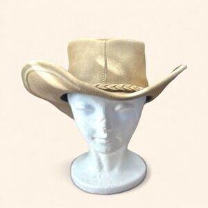 Minnetonka The Outback Hat Genuine Leather Braided Band Cowboy Style Tan Small